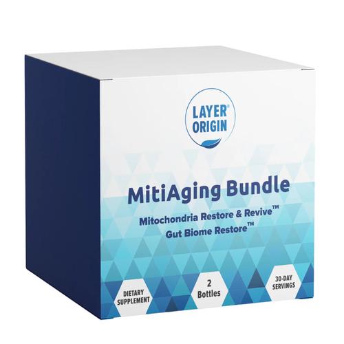 MitiAging Anti-Aging Bundle (2 Bottles) - Gut Biome Restore and Mitochondria Restore & Revive